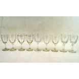 An assortment of liqueur drinking glasses, three with cut glass decoration,