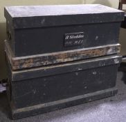 Two early 20th century workman's tools chests, complete with internal trap and some tools,