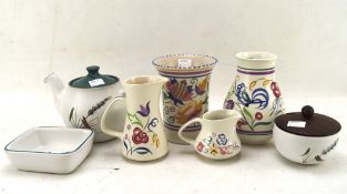 An assortment of Poole pottery and Denby including vases and jugs