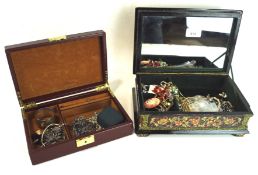 Three boxes of costume jewellery, including necklaces, bracelets, brooches, earrings and more,