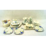 A hand painted part tea service by Grafton,