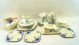 A hand painted part tea service by Grafton,