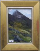 Paul Hardy, a 20th century oil on board depicting Mount Snowdon, framed and glazed,