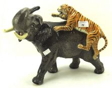 A large Beswick model of an elephant and tiger