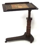 An adjustable mahogany reading table stamped with the London maker's name 'Leveson & Sons,