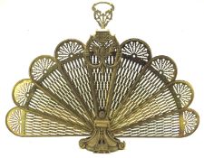 An early 20th century folding brass peacock fire screen,