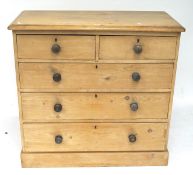 A late 19th/early 20th century pine chest of drawers,