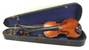 An early 20th century G Puglisi Reale & Figli cased violin and bow,