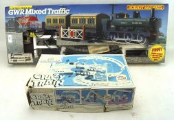 A boxed Hornby Railways GWR Mixed Traffic train set and a Crazy Train toy set,