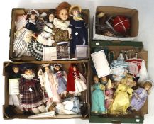 A collection of vintage dolls and related accessories, most being by the Danbury mint,