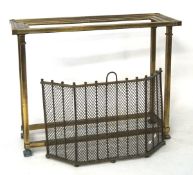 A brass hall table and a folding fire guard,