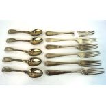 A selection of silver flatware, to include a set of six Edwardian dessert forks,