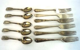 A selection of silver flatware, to include a set of six Edwardian dessert forks,