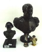 Four Napoleon models including a large resin bust marked Damitie 1892.1,