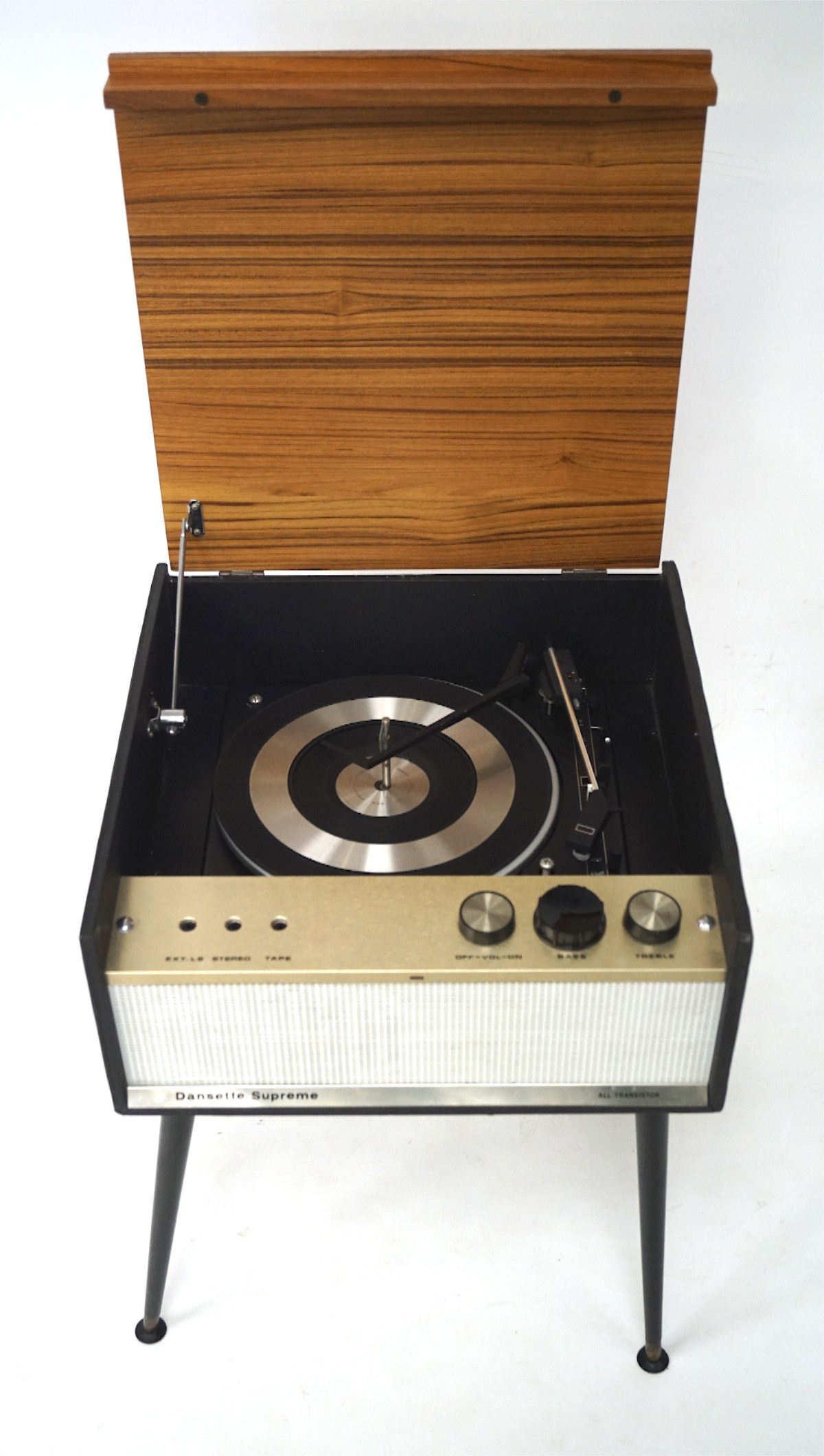 A vintage Dansette Supreme retro record deck on splayed black legs - Image 2 of 2