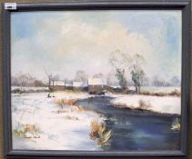 Pamela Swift, oil on board, Winter Morning, framed,