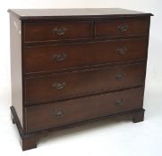 A contemporary mahogany chest of drawers, two short drawers above three long drawers,