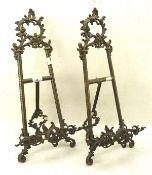 Two 20th century gilt metal picture stands, formed as easels,