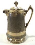 Large silver plated American jug with hinged cover, marked Reed & Barrton,