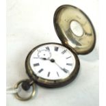 A continental silver half hunter pocket watch, the case back stamped 935,