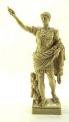 A 20th century resin figure depicting Julio Caesar, titled "Augusto Cesare",