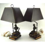 A pair of decorative table lamps, by Maitland-Smith, with original shades,