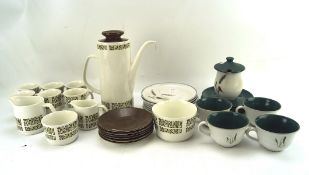 J&G Meakin Midwinter five setting coffee set including creamer and sugar bowl