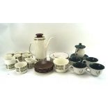 J&G Meakin Midwinter five setting coffee set including creamer and sugar bowl