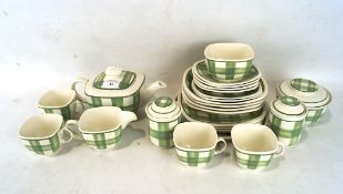 T.G.GREEN patio 'Gingham' four person tea set including teapot, sugar bowl.