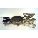 An assortment of silver plate including napkin rings and salts