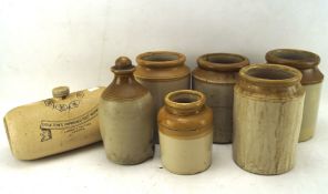 An assortment of 19th century stoneware, including jars,