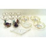 A groupf of glass and ceramic collectables including six Babycham glasses, dishes,