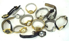 A collection of twelve vintage watches, including examples by Valex, Philip Mercier,