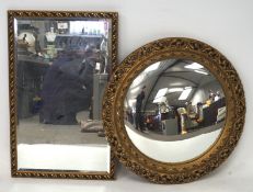 Two gilt framed wall mirrors, one having convex glass, of circular form, 62cm diameter,
