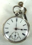 A 20th century full hunter pocket watch, enamel dial with Roman numerals,