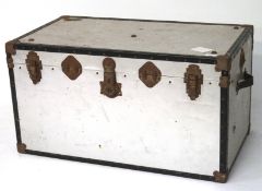 A 20th century metal mounted steamer trunk,