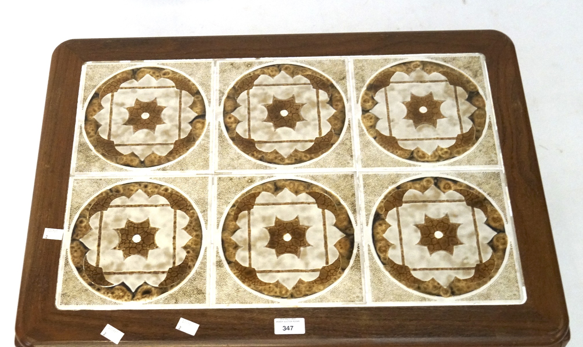 A retro tile top coffee table, of rectangular form, the top set with six tiles, - Image 2 of 2