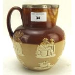 A 19th century Doulton Lambeth stoneware hunting jug, impressed mark 6668,