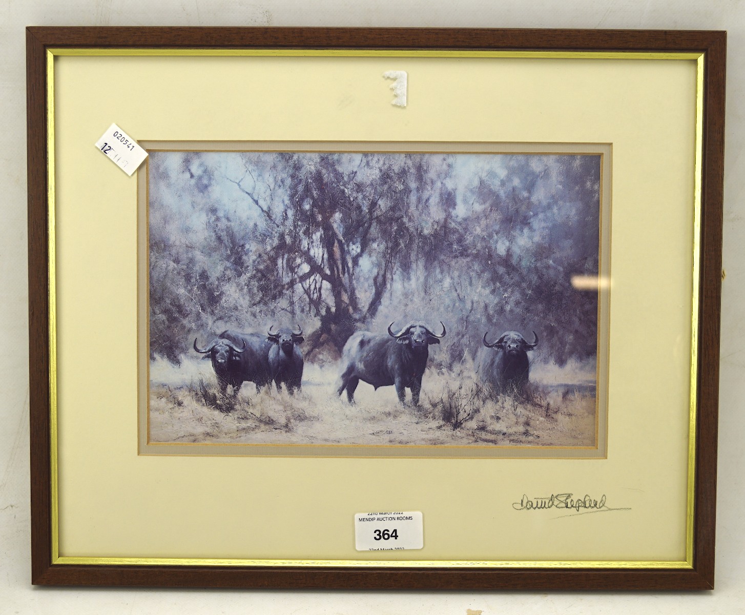 A David Shepherd signed print, depicting American bison, 16cm x 25cm, - Image 2 of 2