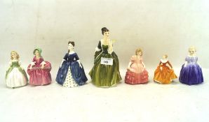 A collection of seven Royal Doulton figures of ladies of various sizes and models,