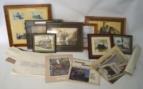 A collection of railway prints, including examples by David Shepherd, John Hancox,