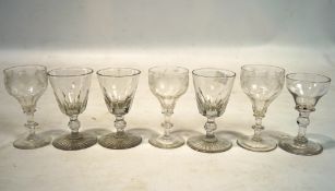 Seven assorted 19th century and later drinking glasses,