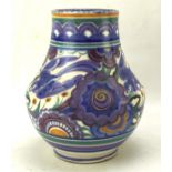 An early to mid-20th century Poole Pottery 'Blue Bird' pattern vase, mark to base, height 19.