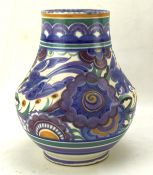 An early to mid-20th century Poole Pottery 'Blue Bird' pattern vase, mark to base, height 19.