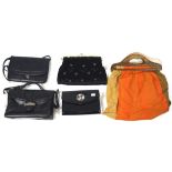 Five ladies handbags, including two clutches,