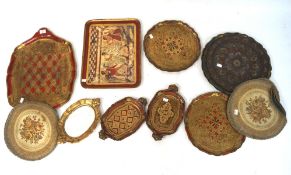 A selection of assorted trays, to include papier mache examples.
