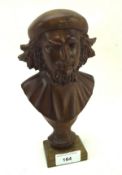 Carved wood bust of Che Guevara,