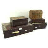 Five Victorian wooden boxes, the largest with moulded edges