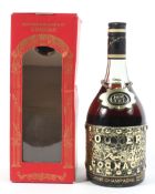 A bottle of Rouyer Guillet Damoisel Fine Champagne Cognac,