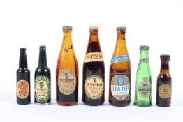 A selection of vintage miniature bottles of beers,